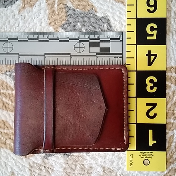 Hand made Veg Tan Leather Minimalist Wallet - Picture 5 of 7